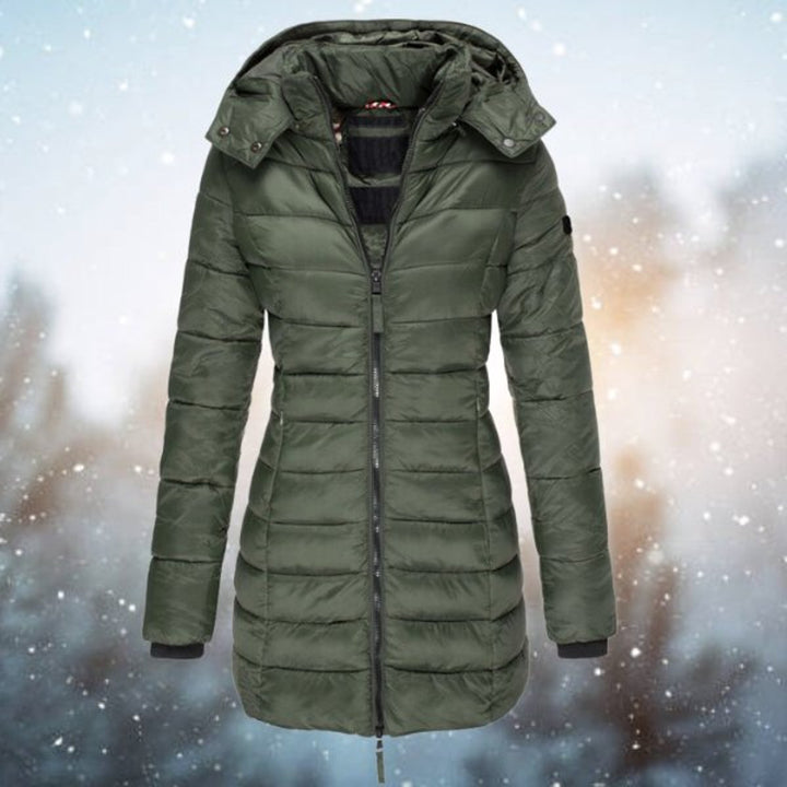 Camila | Women's Hooded Longline Quilted Jacket Zip-Up Puffer Coat