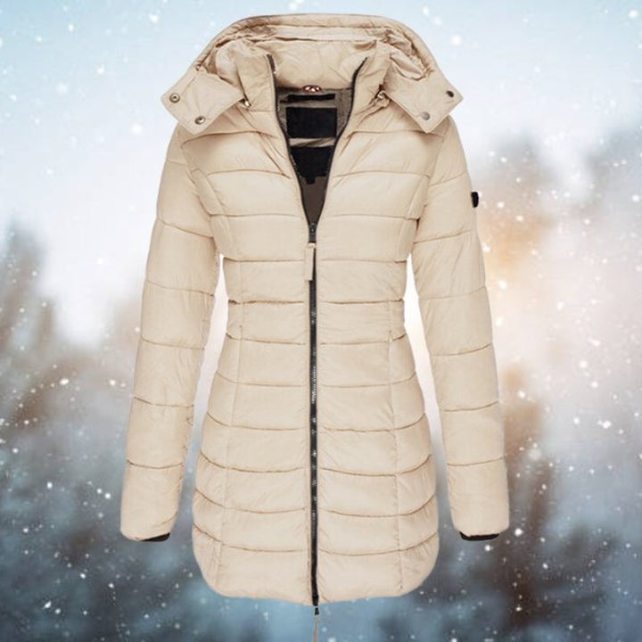 Camila | Women's Hooded Longline Quilted Jacket Zip-Up Puffer Coat