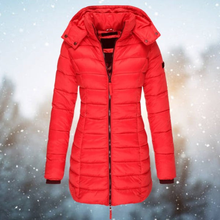 Camila | Women's Hooded Longline Quilted Jacket Zip-Up Puffer Coat