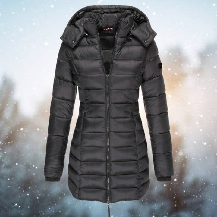 Camila | Women's Hooded Longline Quilted Jacket Zip-Up Puffer Coat