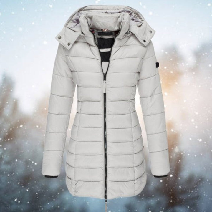 Camila | Women's Hooded Longline Quilted Jacket Zip-Up Puffer Coat