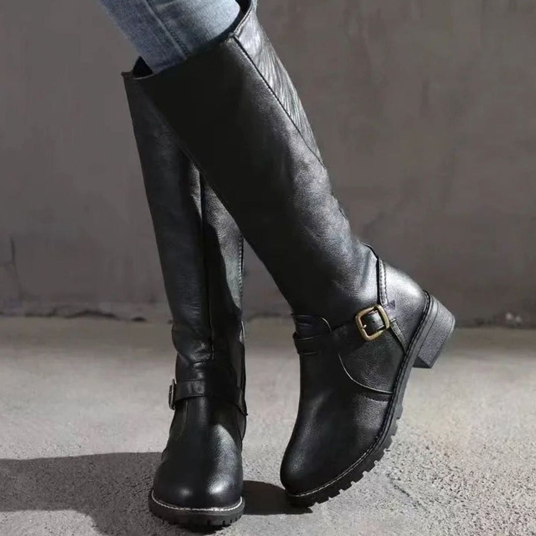 Nora | Women's Knee-High Orthopedic Buckle Leather Boots