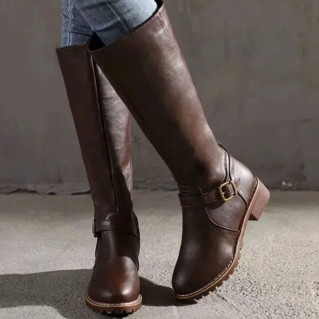 Nora | Women's Knee-High Orthopedic Buckle Leather Boots