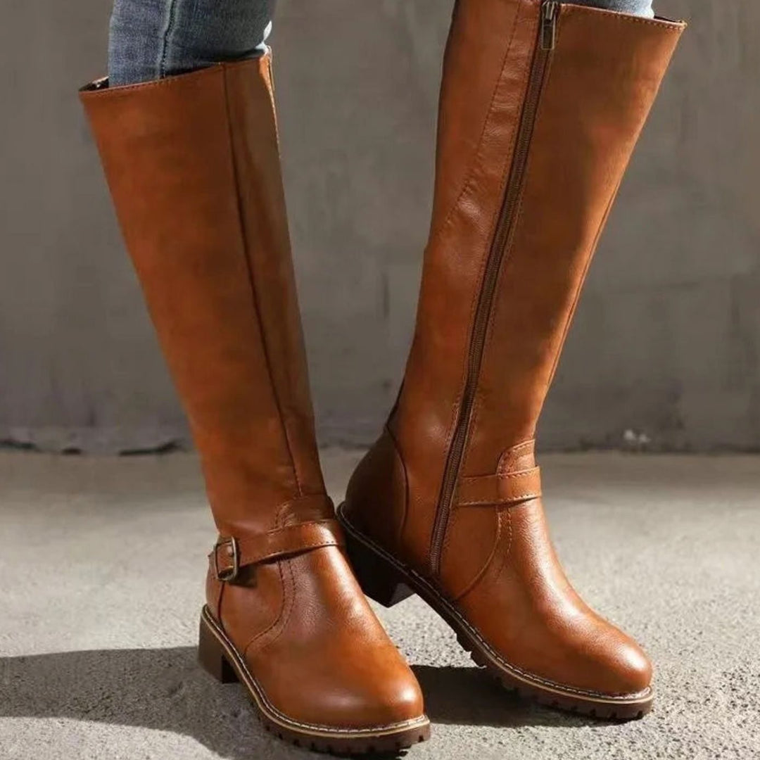 Nora | Women's Knee-High Orthopedic Buckle Leather Boots