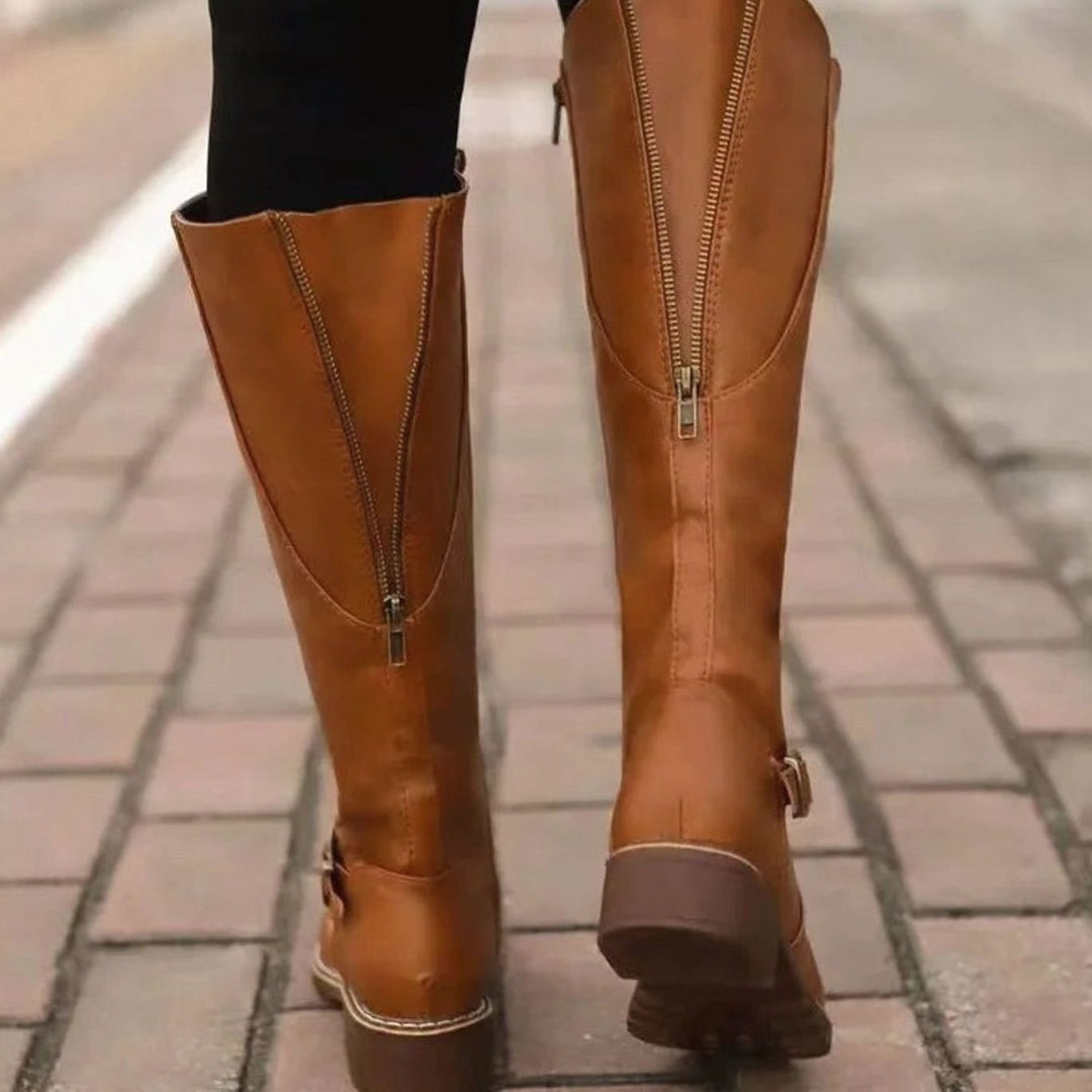 Nora | Women's Knee-High Orthopedic Buckle Leather Boots