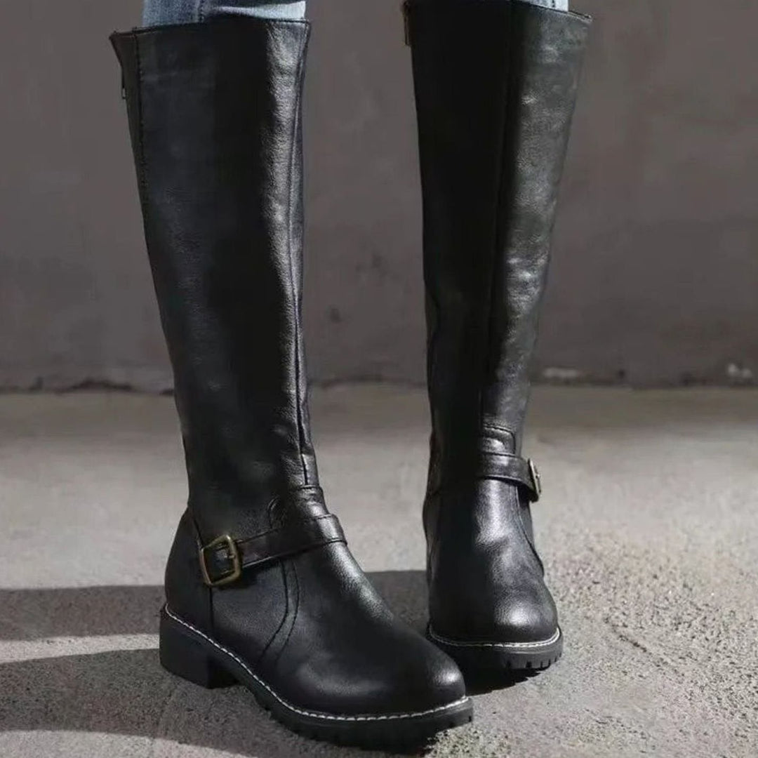 Nora | Women's Knee-High Orthopedic Buckle Leather Boots