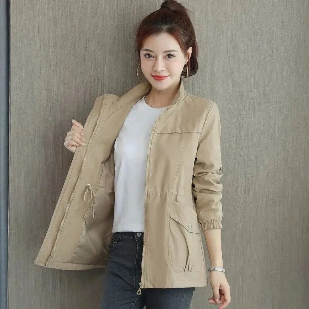 Amelia | Women's Lightweight Zip-Up Drawstring Transitional Bomber Jacket