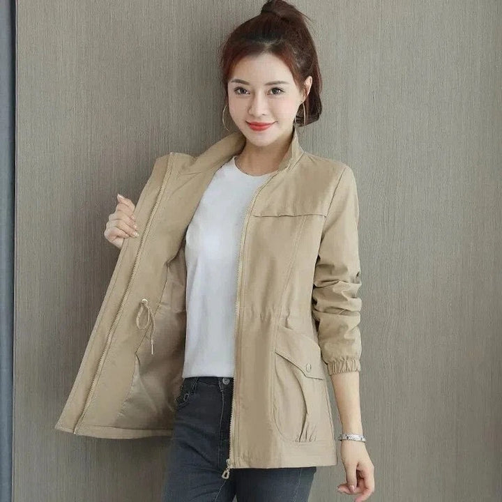 Amelia | Women's Lightweight Zip-Up Drawstring Transitional Bomber Jacket