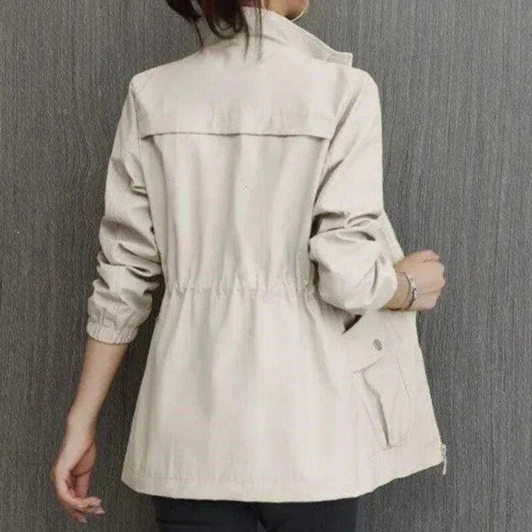Amelia | Women's Lightweight Zip-Up Drawstring Transitional Bomber Jacket