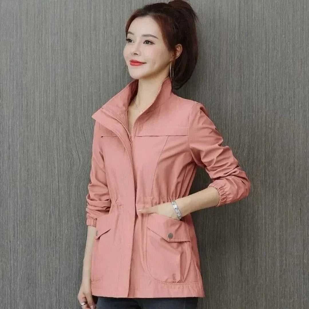 Amelia | Women's Lightweight Zip-Up Drawstring Transitional Bomber Jacket