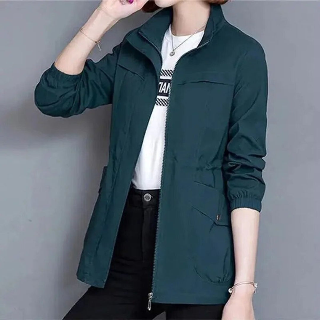 Amelia | Women's Lightweight Zip-Up Drawstring Transitional Bomber Jacket