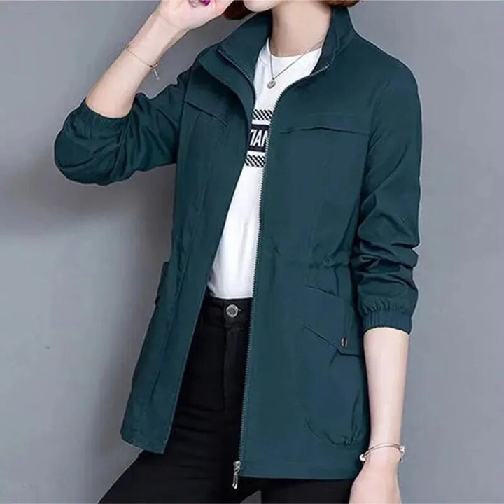 Amelia | Women's Lightweight Zip-Up Drawstring Transitional Bomber Jacket
