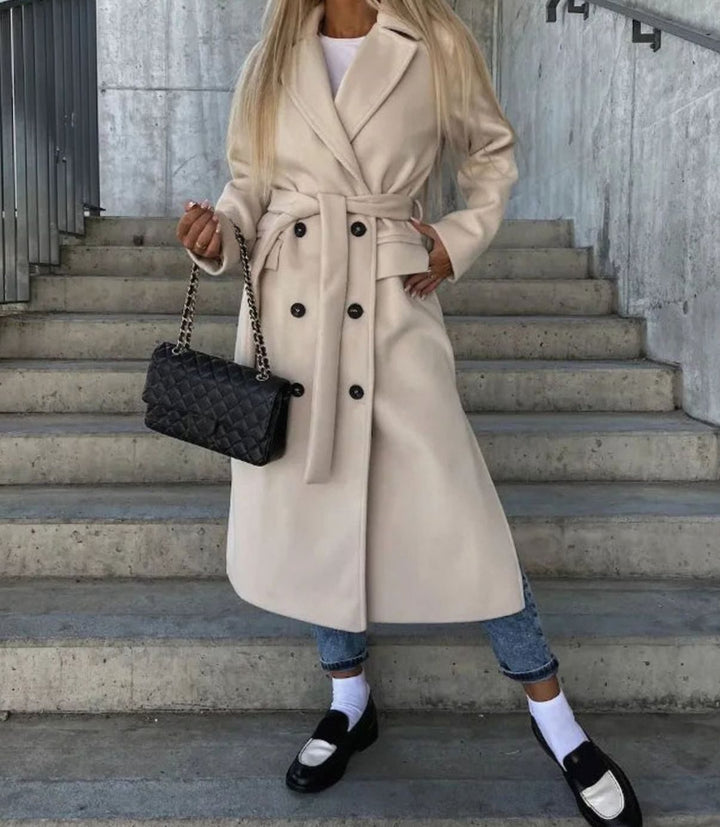 Olivia | Women's Long Lapel Double-Button Front Coat