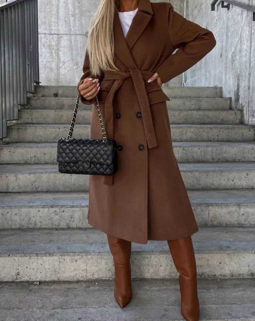 Olivia | Women's Long Lapel Double-Button Front Coat