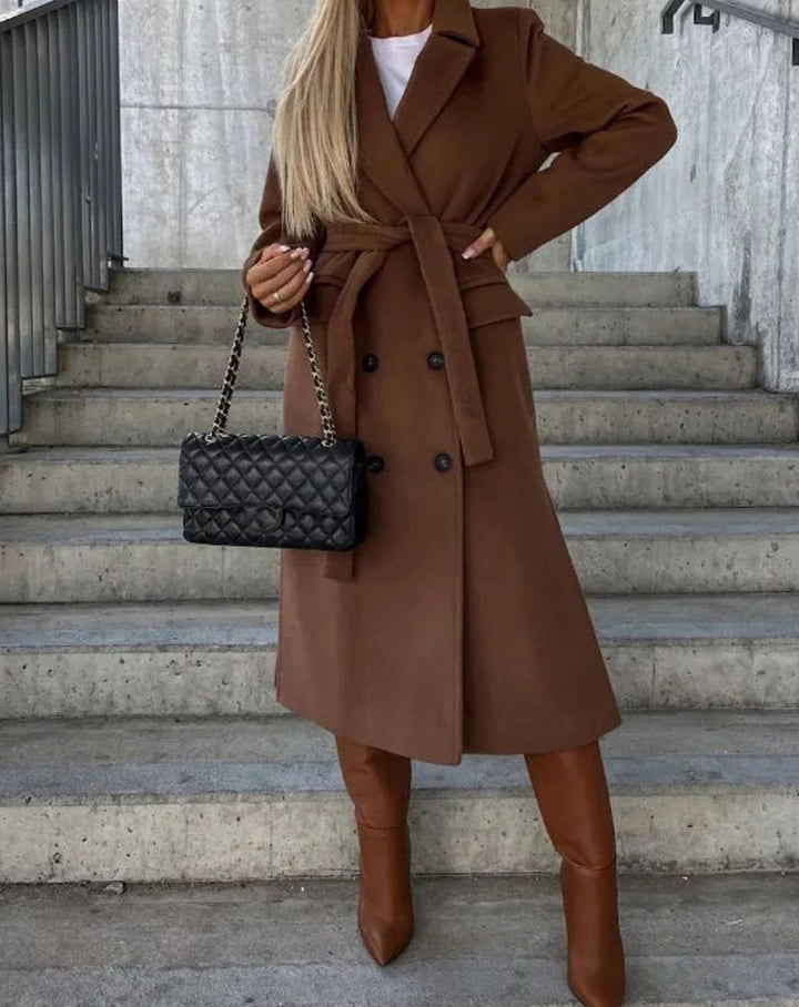 Olivia | Women's Long Lapel Double-Button Front Coat
