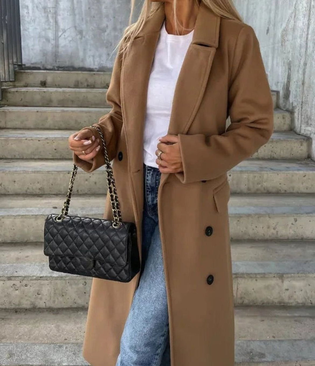 Olivia | Women's Long Lapel Double-Button Front Coat