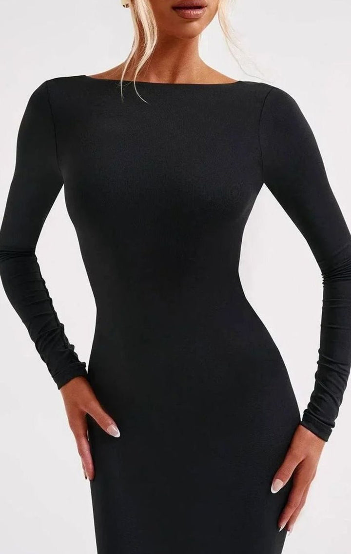 Penelope | Women's Long Sleeve Backless Maxi Dress Ruched Bodycon