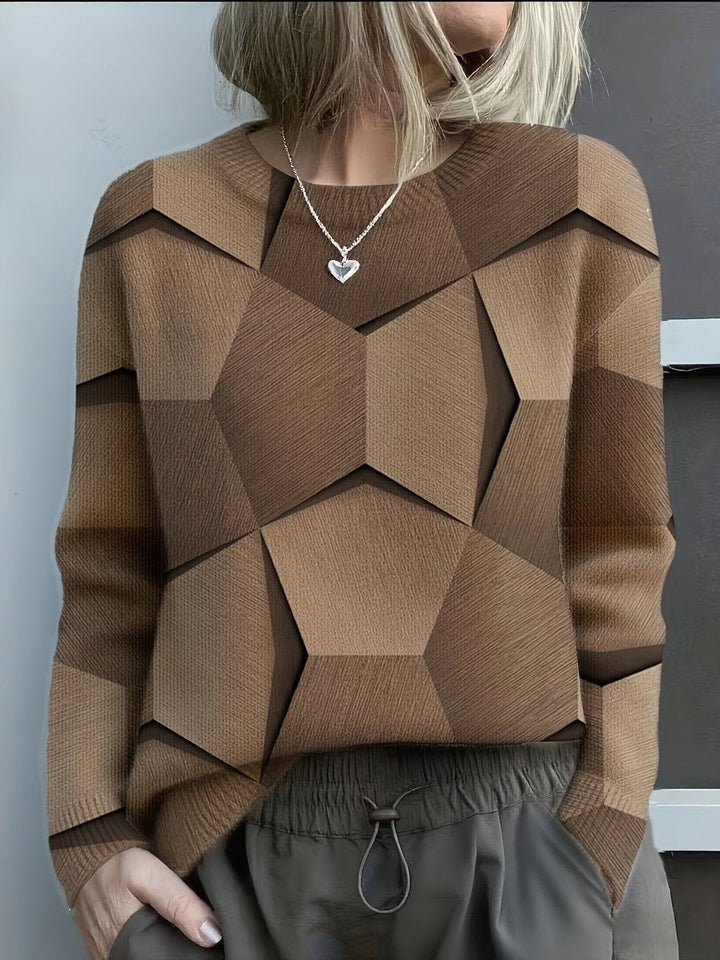 Olivia | Women's Long Sleeve Geometric Print Knit Sweater