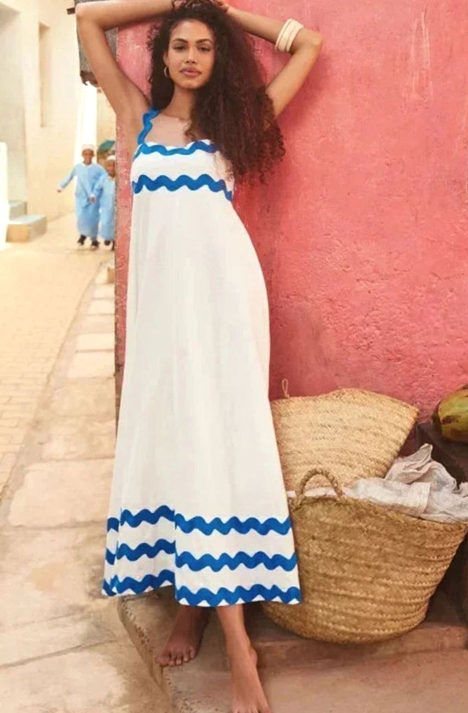 Mia | Women's Long Sleeveless Maxi Sundress Scalloped Wavy Hem
