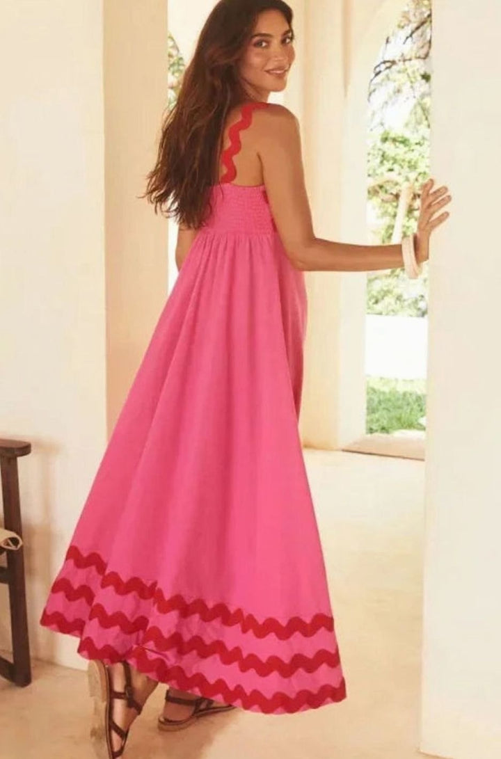 Mia | Women's Long Sleeveless Maxi Sundress Scalloped Wavy Hem