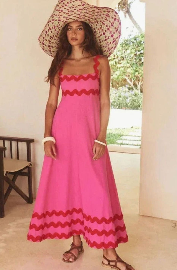 Mia | Women's Long Sleeveless Maxi Sundress Scalloped Wavy Hem