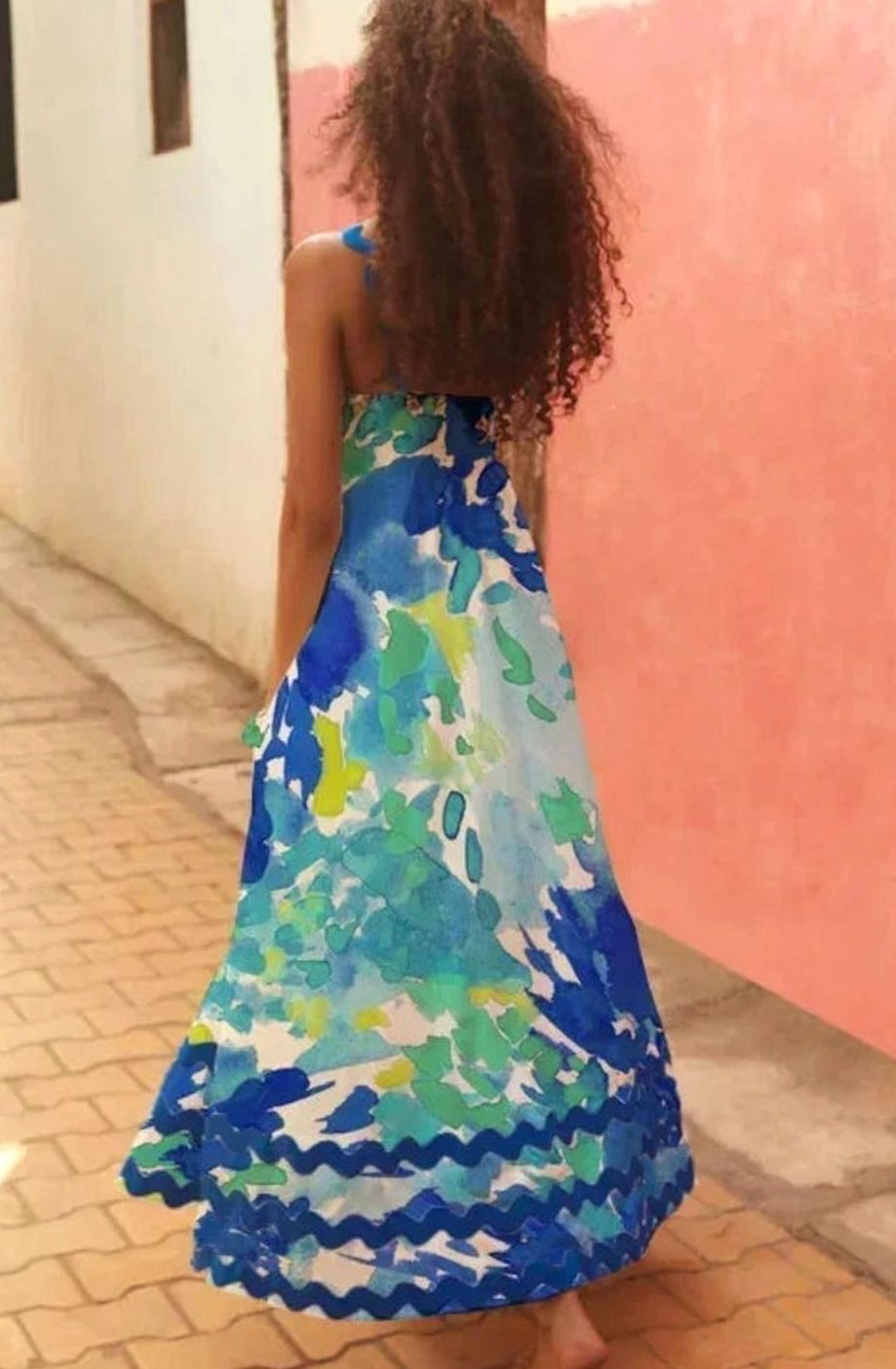 Mia | Women's Long Sleeveless Maxi Sundress Scalloped Wavy Hem