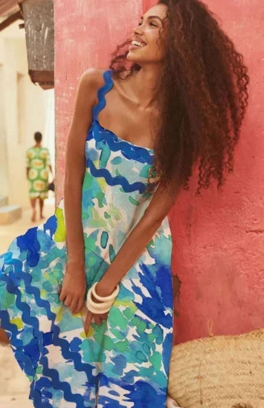 Mia | Women's Long Sleeveless Maxi Sundress Scalloped Wavy Hem