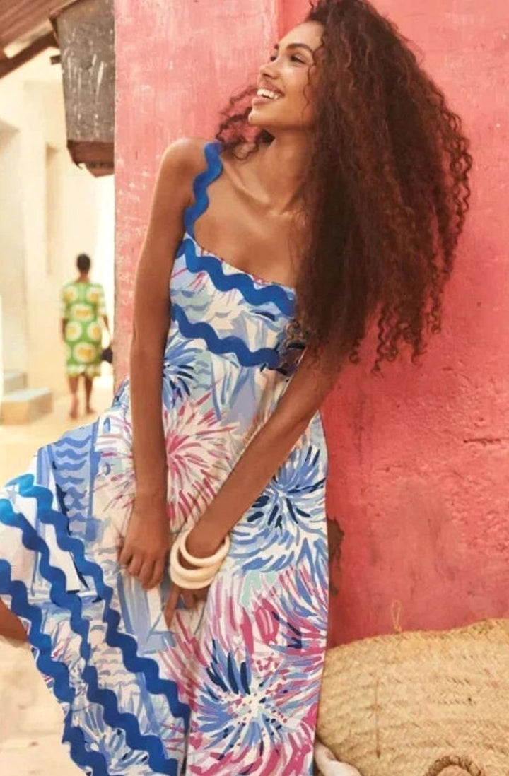 Mia | Women's Long Sleeveless Maxi Sundress Scalloped Wavy Hem