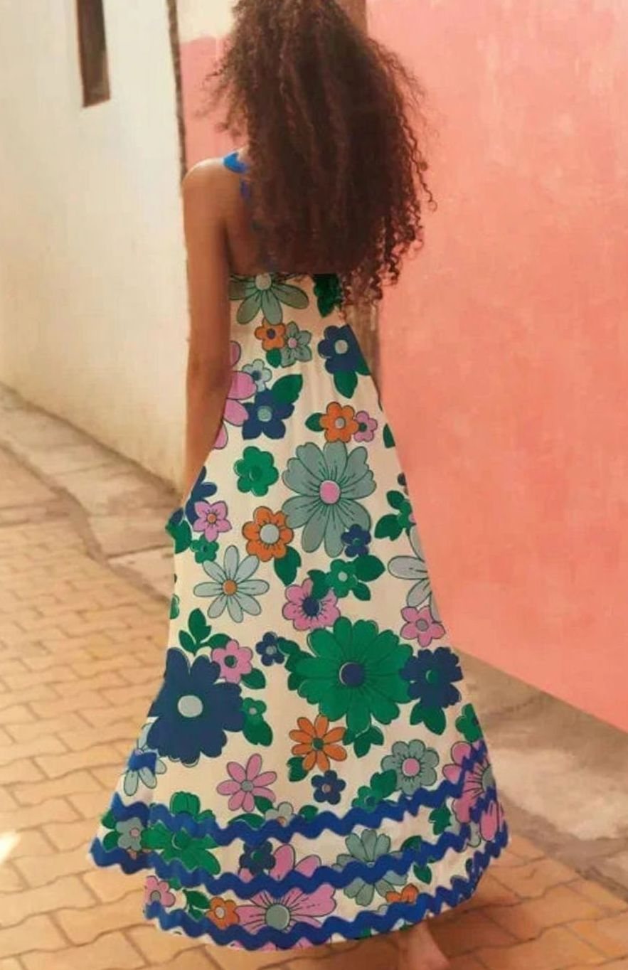 Mia | Women's Long Sleeveless Maxi Sundress Scalloped Wavy Hem