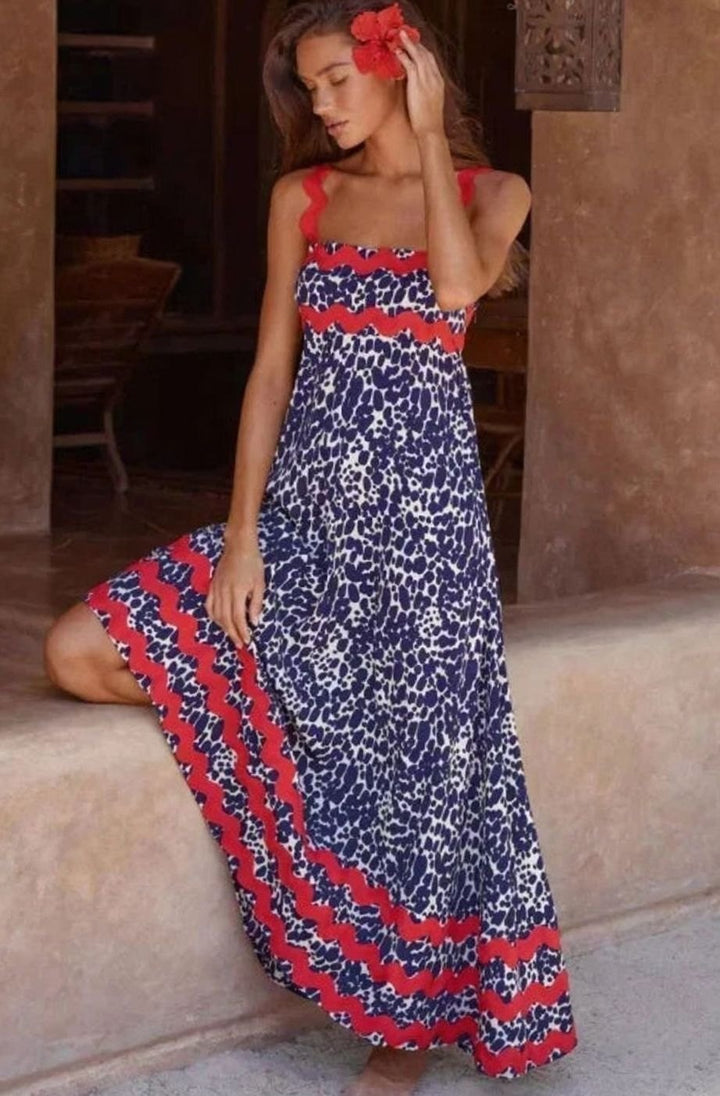 Mia | Women's Long Sleeveless Maxi Sundress Scalloped Wavy Hem
