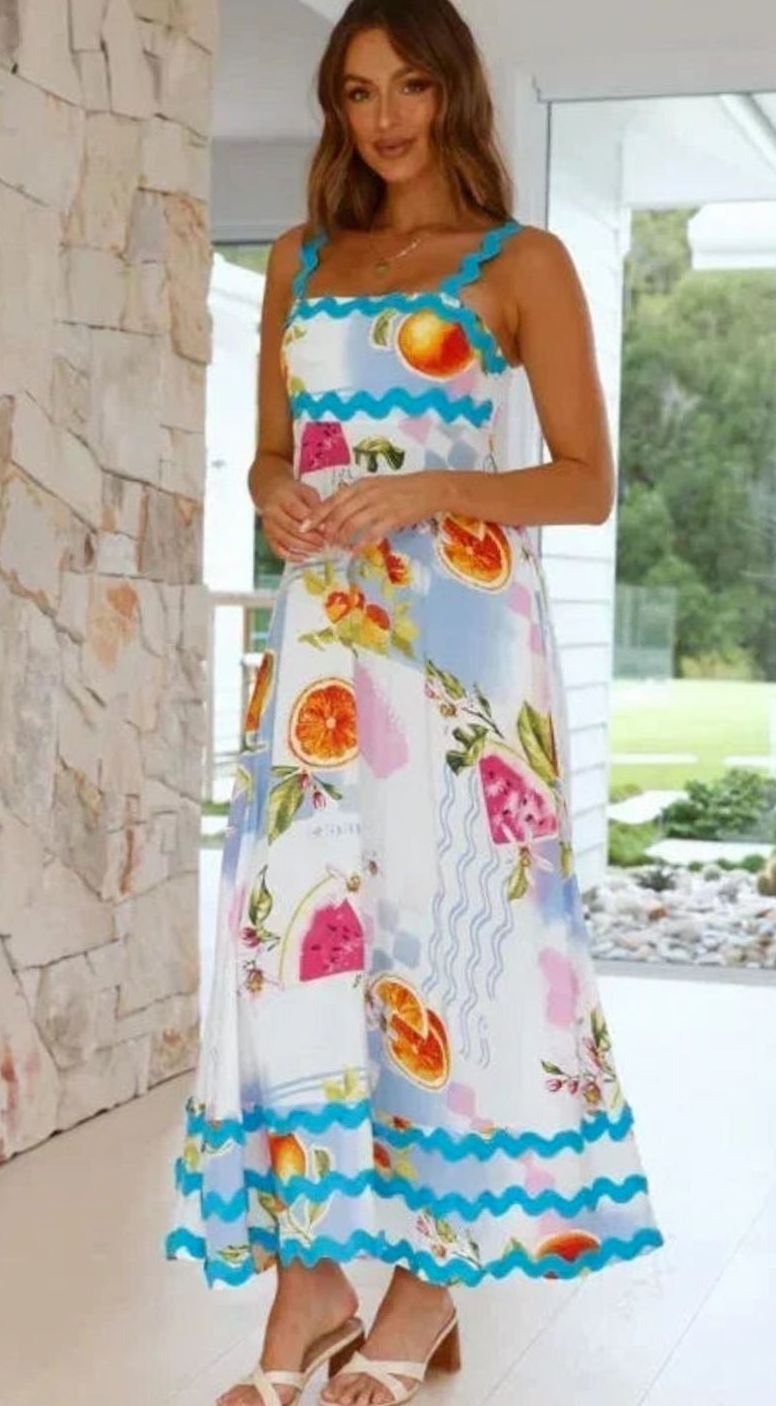 Mia | Women's Long Sleeveless Maxi Sundress Scalloped Wavy Hem
