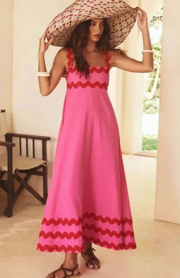 Mia | Women's Long Sleeveless Maxi Sundress Scalloped Wavy Hem