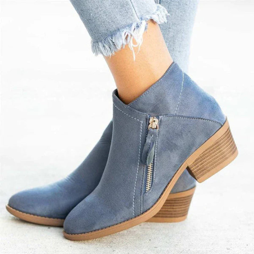Hannah | Women's Low-Heel Suede Side-Zip Ankle Boots