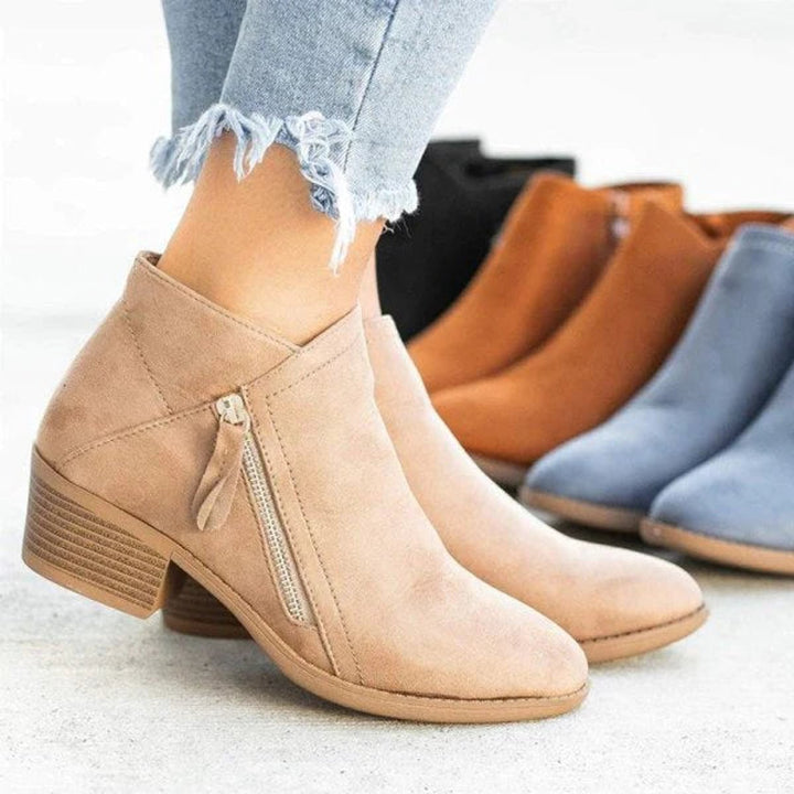 Hannah | Women's Low-Heel Suede Side-Zip Ankle Boots