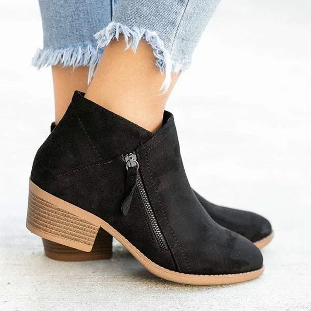 Hannah | Women's Low-Heel Suede Side-Zip Ankle Boots