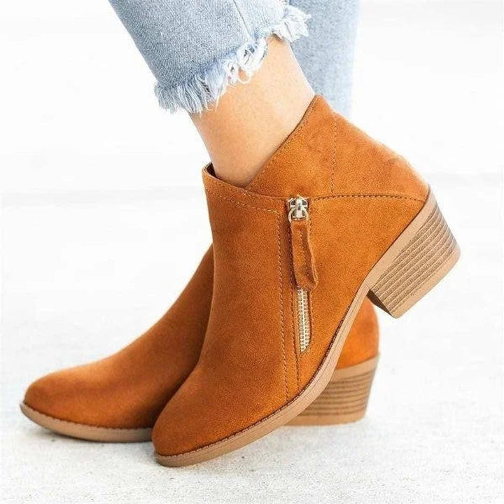 Hannah | Women's Low-Heel Suede Side-Zip Ankle Boots