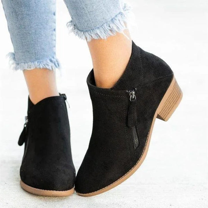 Hannah | Women's Low-Heel Suede Side-Zip Ankle Boots