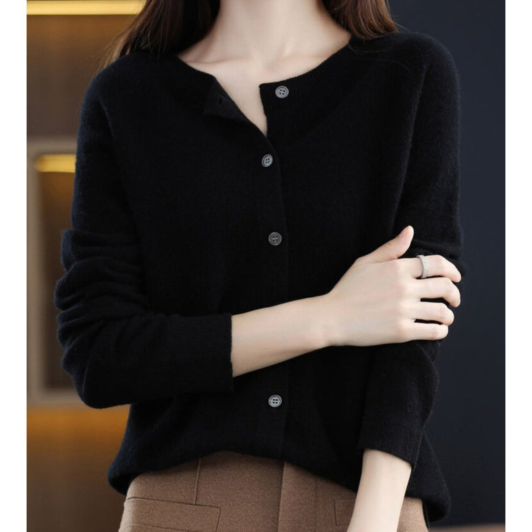 Mia | Women's Merino Button-Front Knit Cardigan Sweater