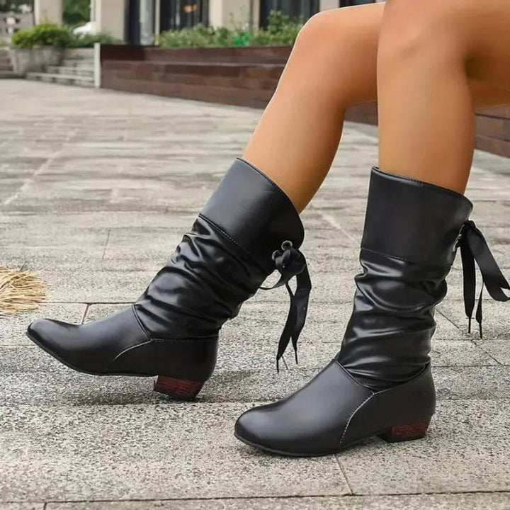 Olivia | Women's Mid-Calf Lace-Up Block Heel Ankle Boots