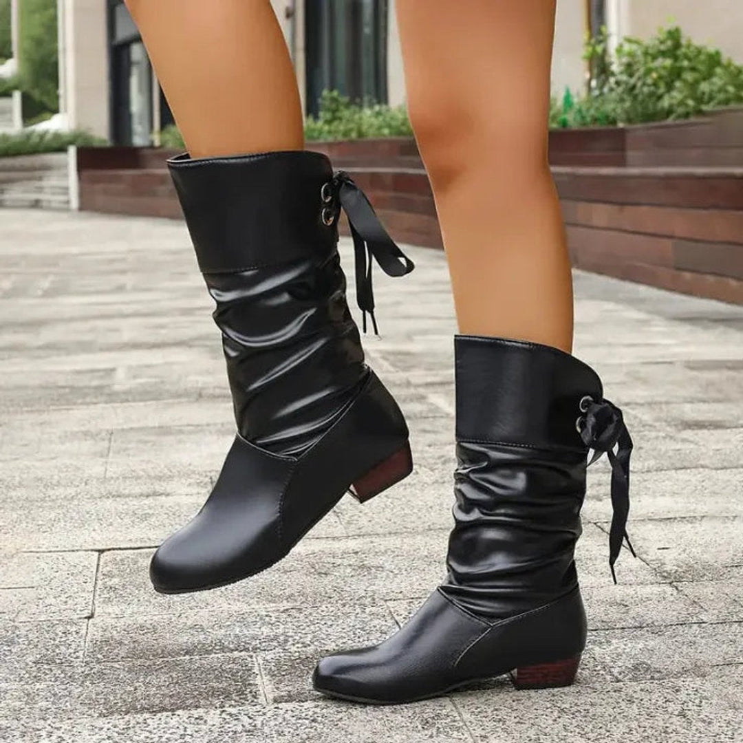 Olivia | Women's Mid-Calf Lace-Up Block Heel Ankle Boots