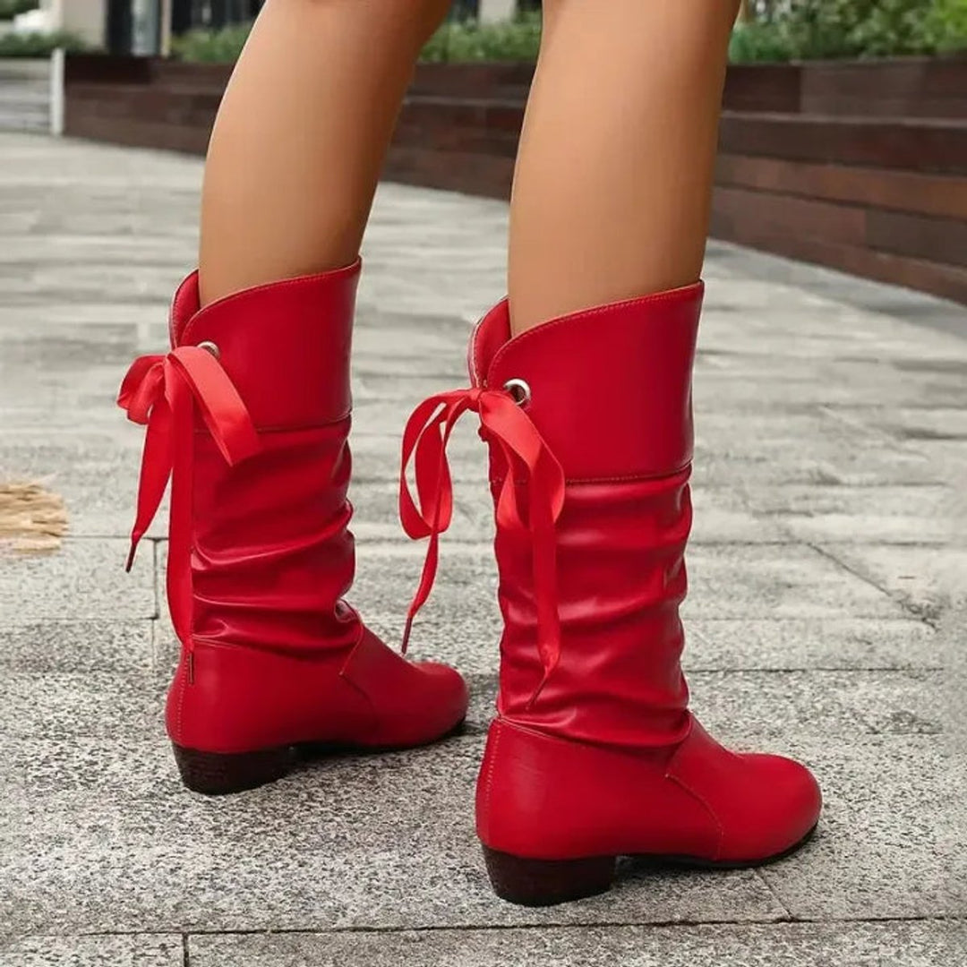 Olivia | Women's Mid-Calf Lace-Up Block Heel Ankle Boots