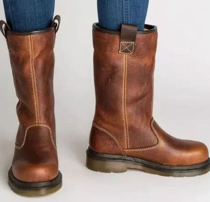 Penelope | Women's Mid-Calf Pull-On Lined Leather Boots