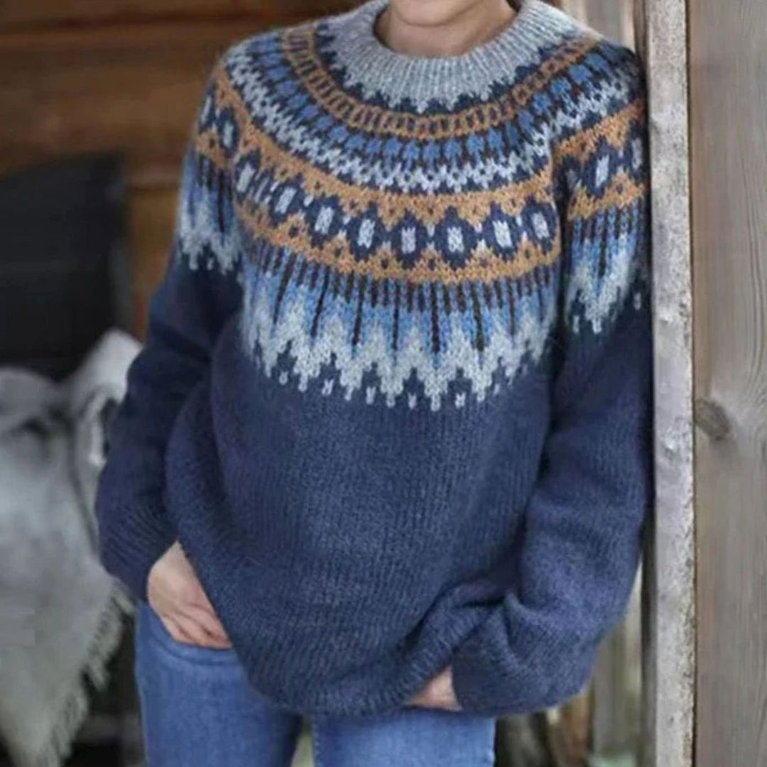 Mia | Women's Nordic Fair Isle Knit Cosy Womens Jumper Pullover Sweater