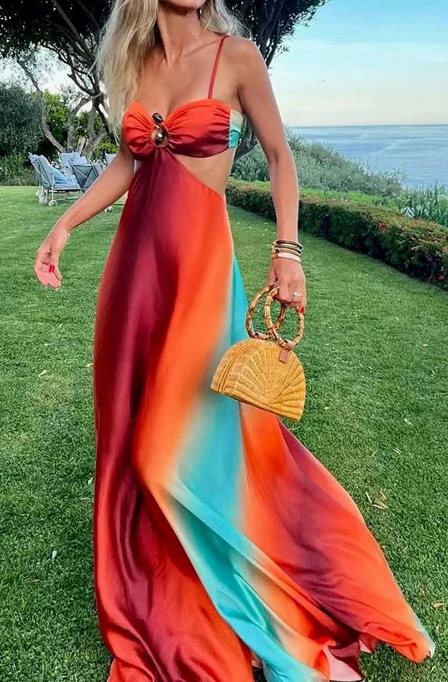 Riley | Women's Ombre Cutout Spaghetti-Strap Maxi Sundress