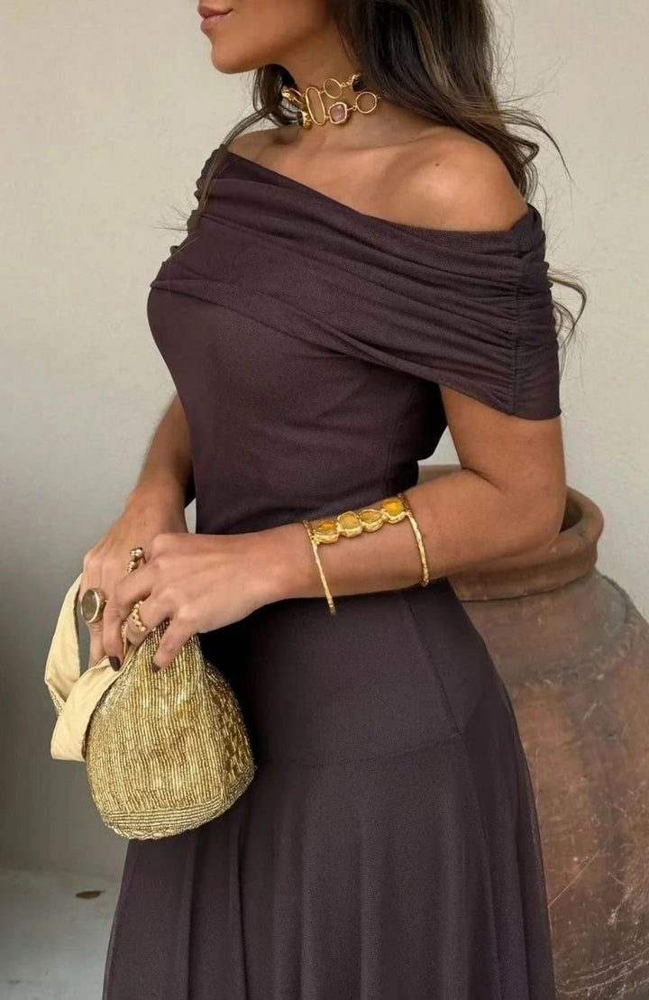 Lily | Women's One-Shoulder Pleated Flowy Maxi Dress
