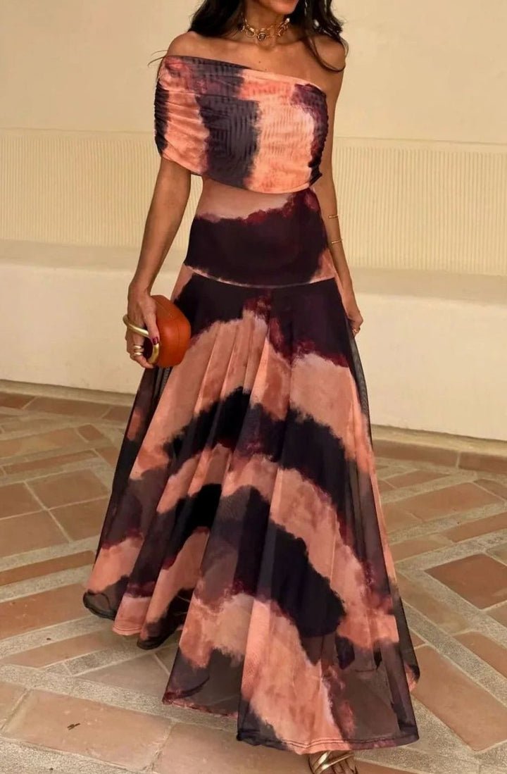 Lily | Women's One-Shoulder Pleated Flowy Maxi Dress