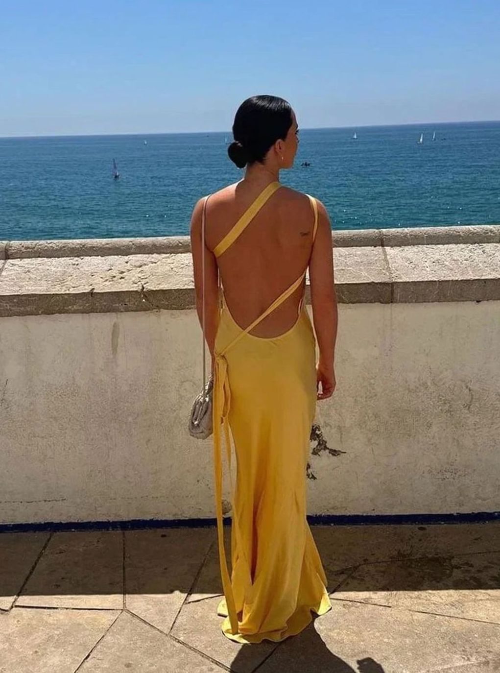 Evelyn | Women's Open Back Satin Maxi Dress Thin Strap Evening Gown