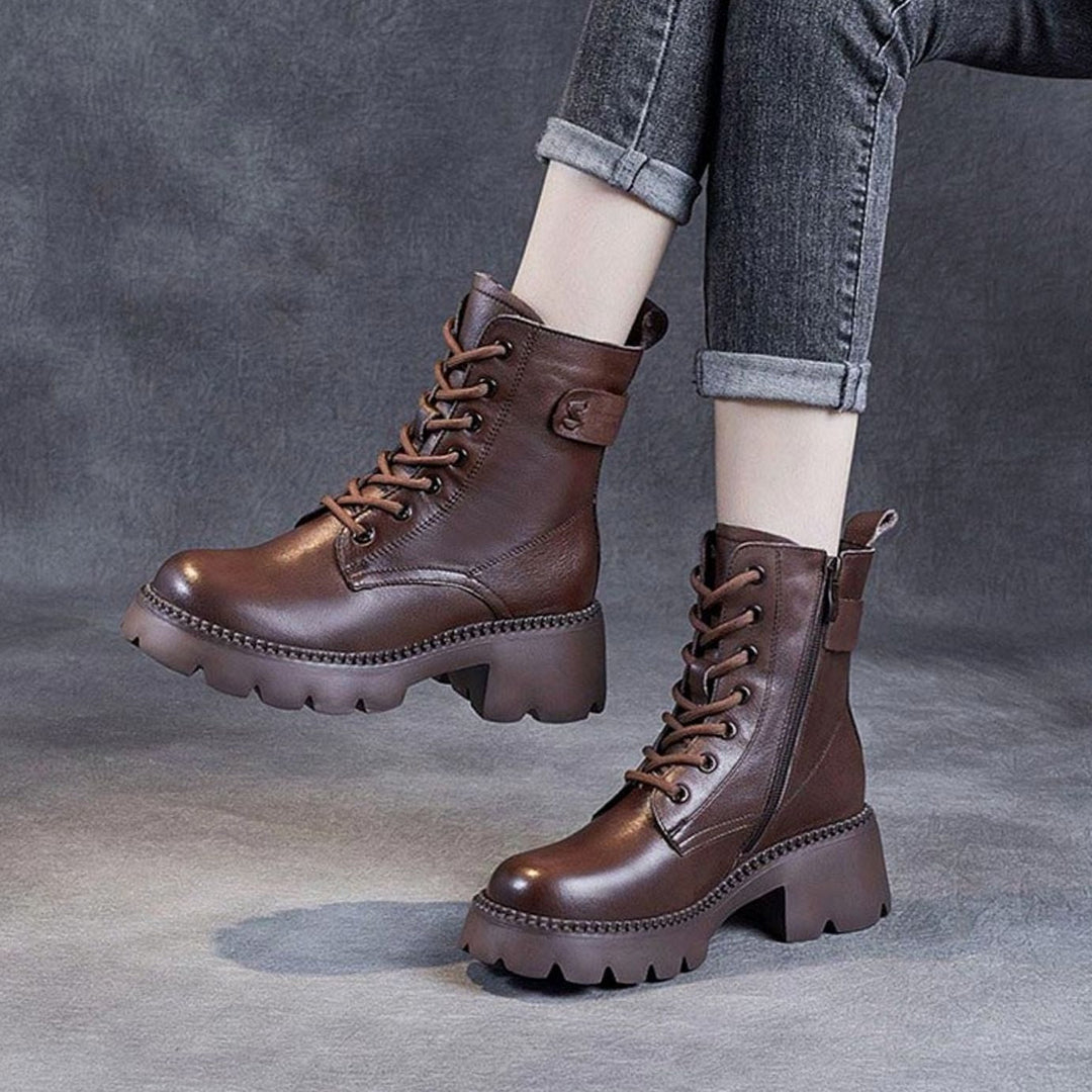 Penelope | Women's Orthopedic Lace-Up Platform Ankle Boots