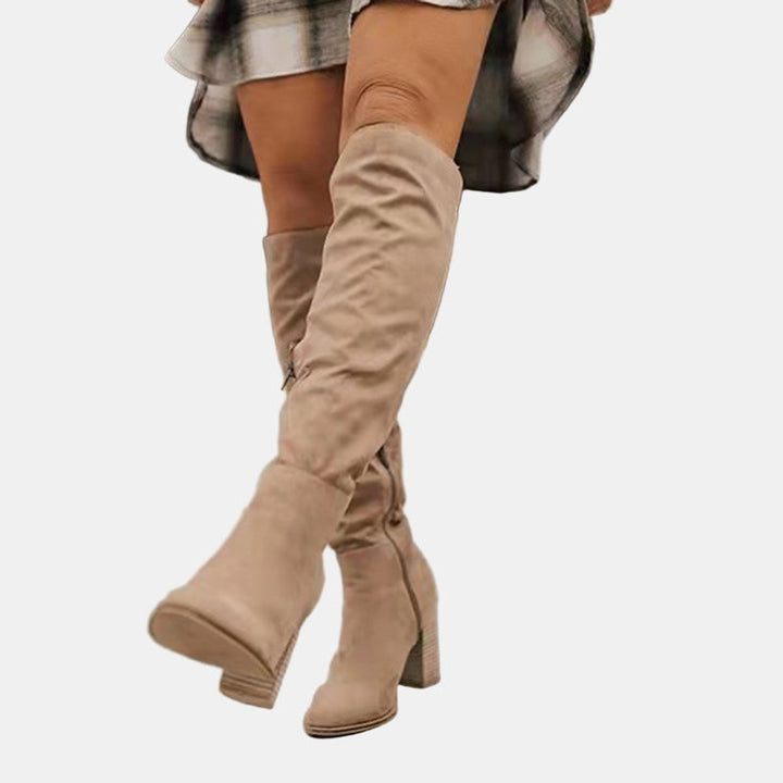 Evelyn | Women's Over-the-Knee Block Heel Suede Ankle Boots