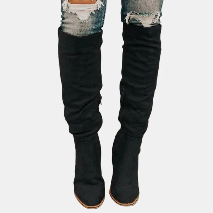 Evelyn | Women's Over-the-Knee Block Heel Suede Ankle Boots